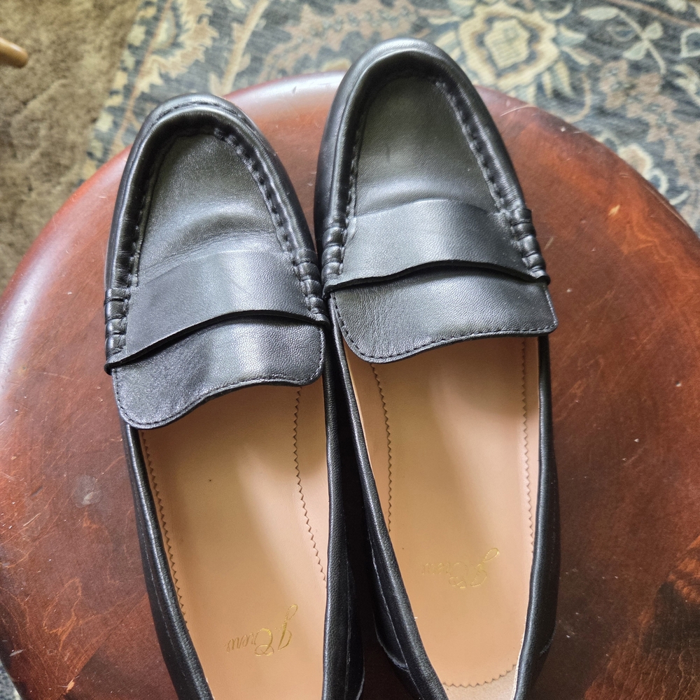 J. Crew Black Leather Penny Loafers